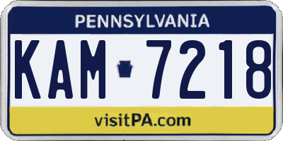 PA license plate KAM7218