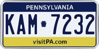 PA license plate KAM7232