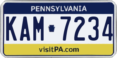 PA license plate KAM7234