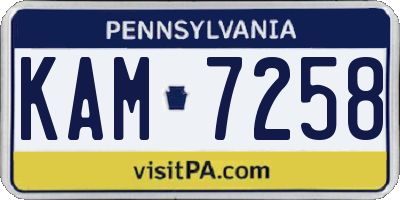 PA license plate KAM7258