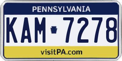 PA license plate KAM7278