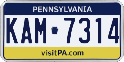PA license plate KAM7314
