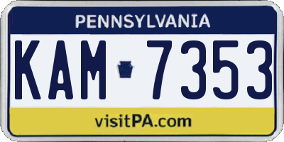 PA license plate KAM7353