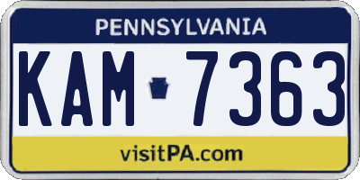 PA license plate KAM7363