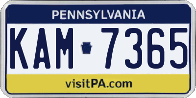PA license plate KAM7365