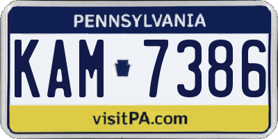 PA license plate KAM7386