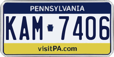 PA license plate KAM7406