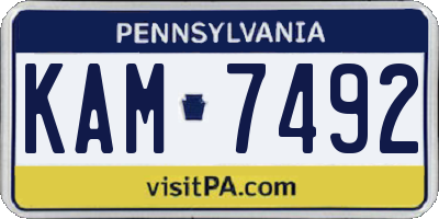 PA license plate KAM7492
