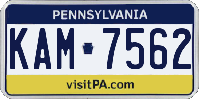 PA license plate KAM7562