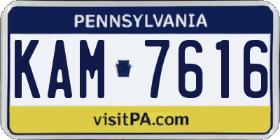 PA license plate KAM7616