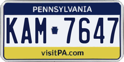 PA license plate KAM7647