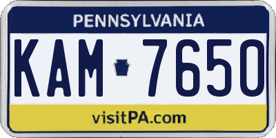 PA license plate KAM7650