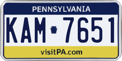 PA license plate KAM7651