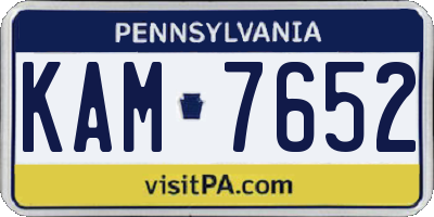 PA license plate KAM7652