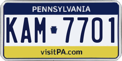 PA license plate KAM7701