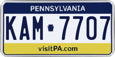 PA license plate KAM7707