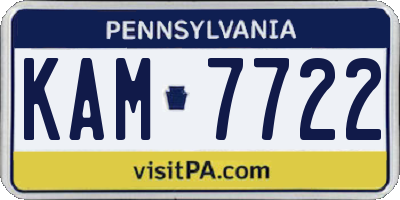 PA license plate KAM7722
