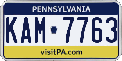 PA license plate KAM7763