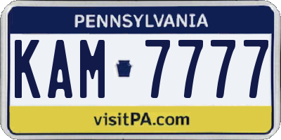 PA license plate KAM7777