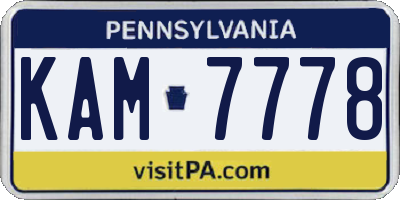 PA license plate KAM7778