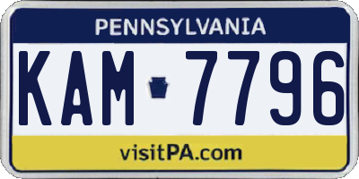 PA license plate KAM7796