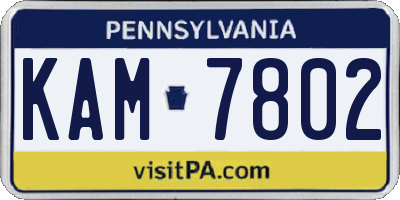 PA license plate KAM7802