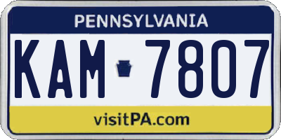 PA license plate KAM7807