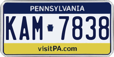 PA license plate KAM7838