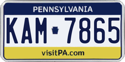 PA license plate KAM7865