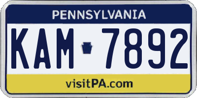 PA license plate KAM7892