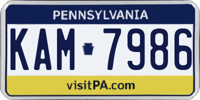 PA license plate KAM7986