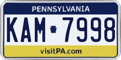 PA license plate KAM7998