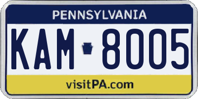 PA license plate KAM8005