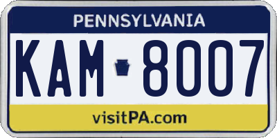 PA license plate KAM8007