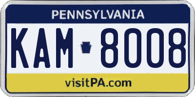 PA license plate KAM8008