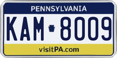 PA license plate KAM8009