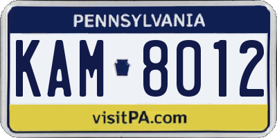 PA license plate KAM8012