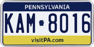 PA license plate KAM8016