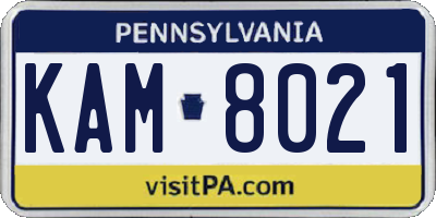 PA license plate KAM8021