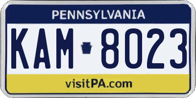 PA license plate KAM8023