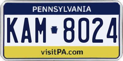 PA license plate KAM8024