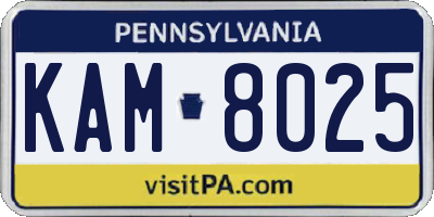 PA license plate KAM8025