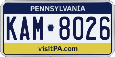 PA license plate KAM8026