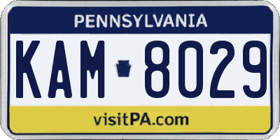 PA license plate KAM8029