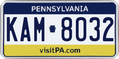 PA license plate KAM8032