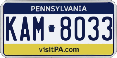 PA license plate KAM8033