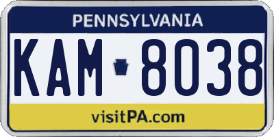 PA license plate KAM8038