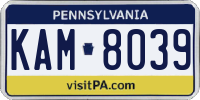 PA license plate KAM8039