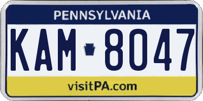 PA license plate KAM8047