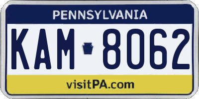 PA license plate KAM8062